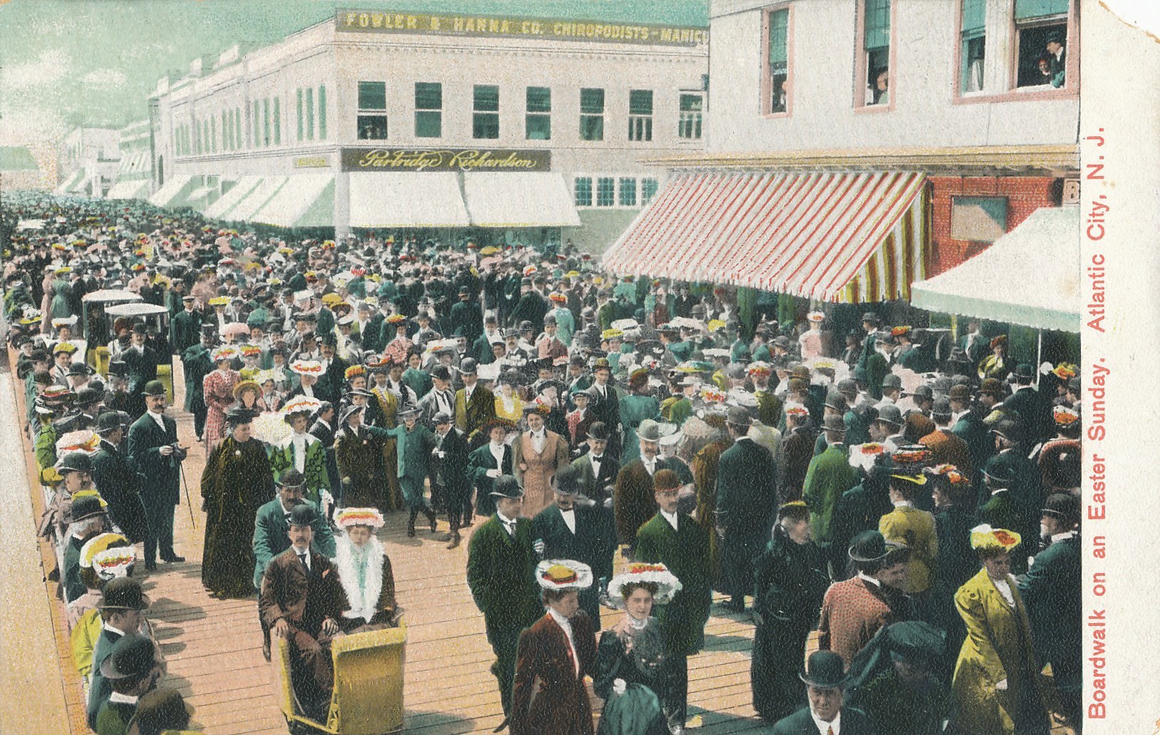 NJ Atlantic City POSTCARD – Boardwalk on an Easter Sunday