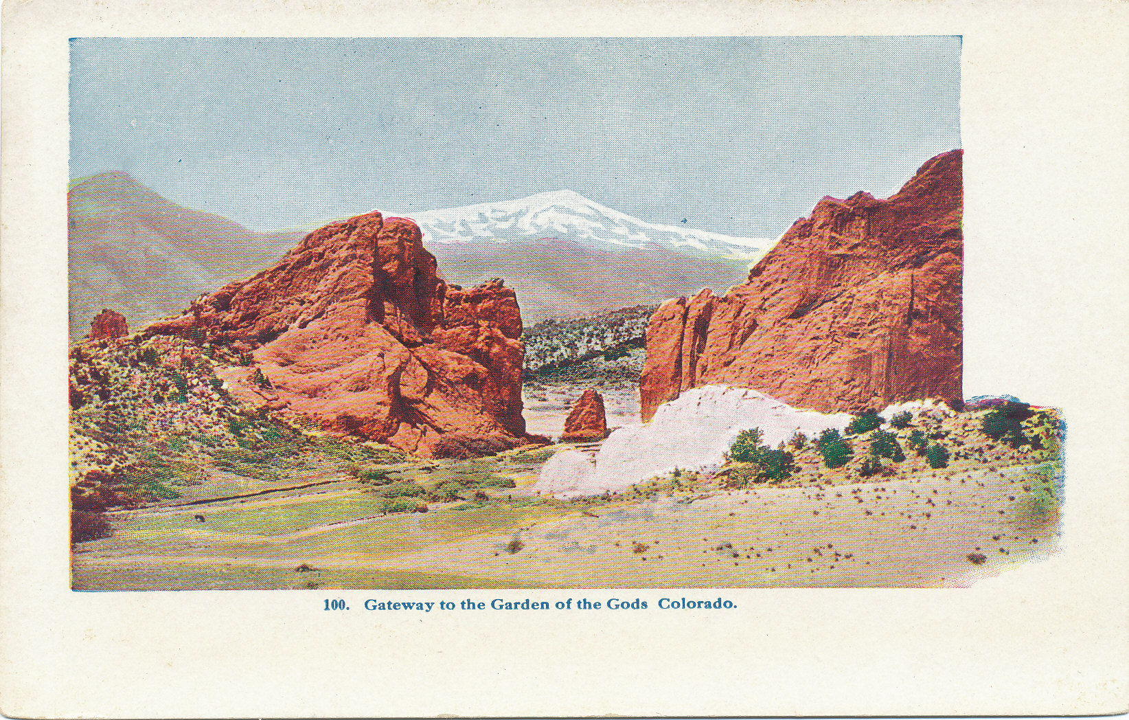 CO – Embossed Postcard #100 – Gateway to the Garden of the Gods Colorado