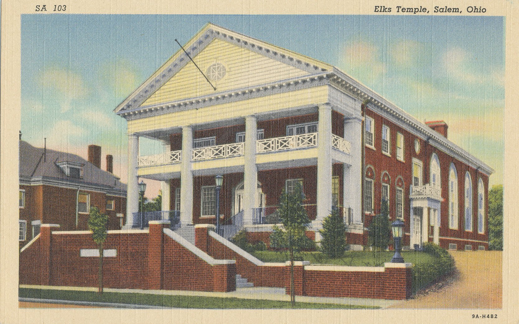 OH Salem Elks Temple – Linen Postcard #SA 103